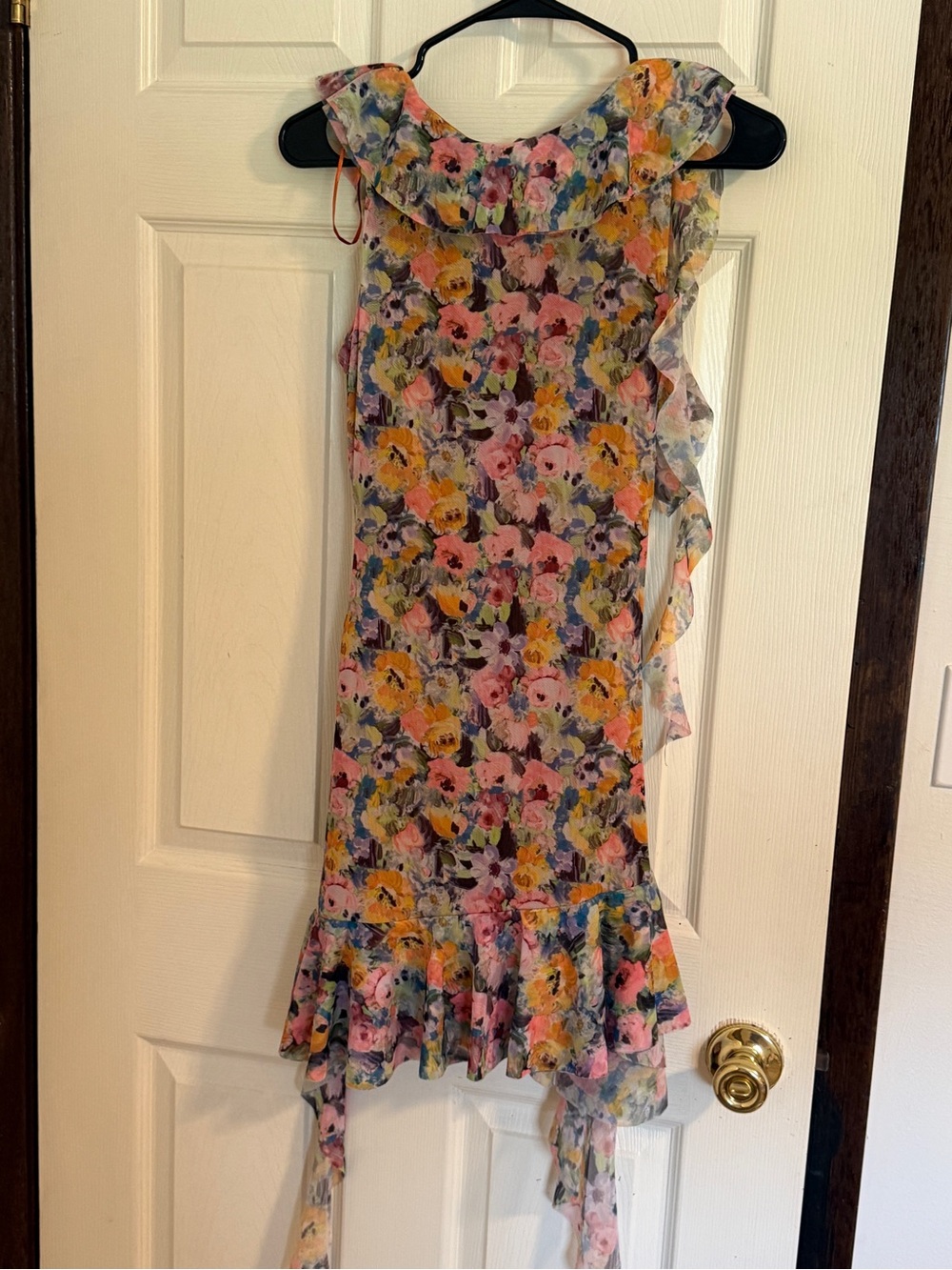 Zara Multicolor Floral Ruffle Mini Dress in Pink, Orange & Purple - Picture 8 of 8